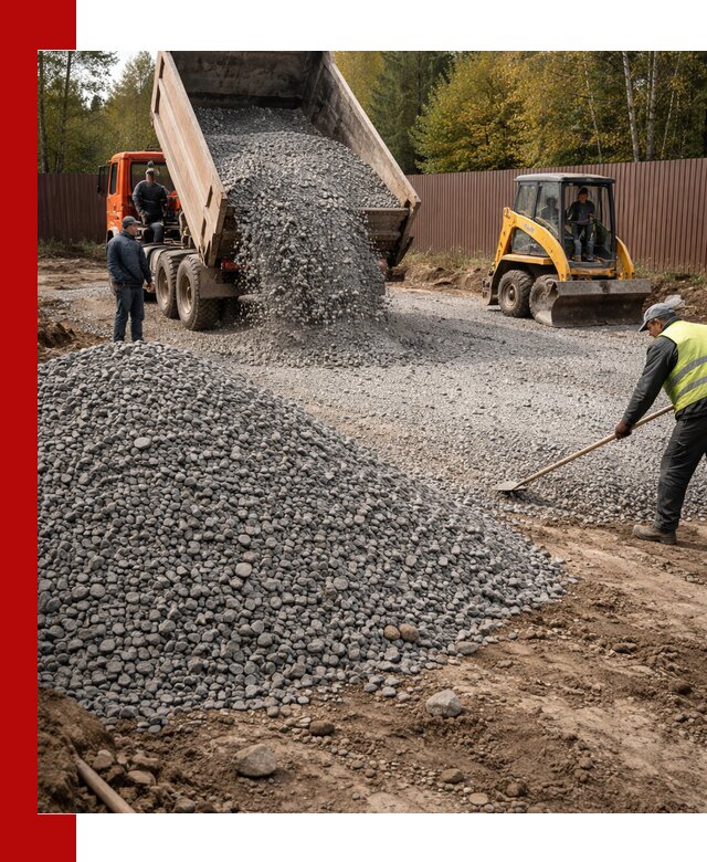 Отсыпка участка щебнем с доставкой и уплотнением в Славгороде
